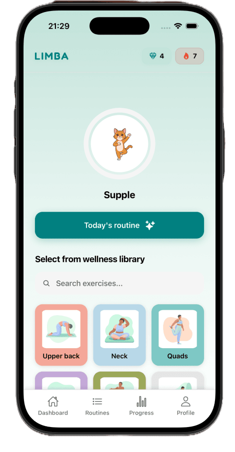 Limba dashboard showing wellness library